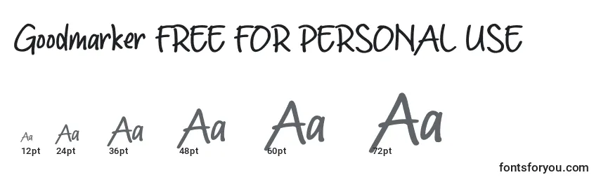 Goodmarker FREE FOR PERSONAL USE Font Sizes