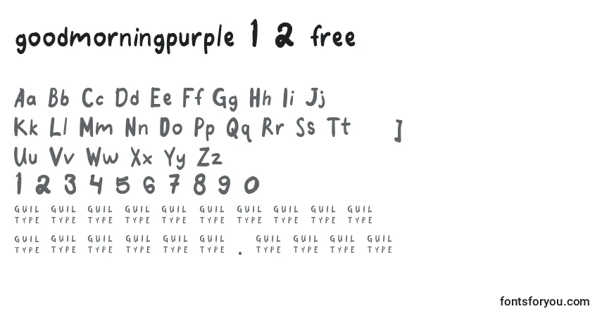 Schriftart Goodmorningpurple 1 2 free – Alphabet, Zahlen, spezielle Symbole