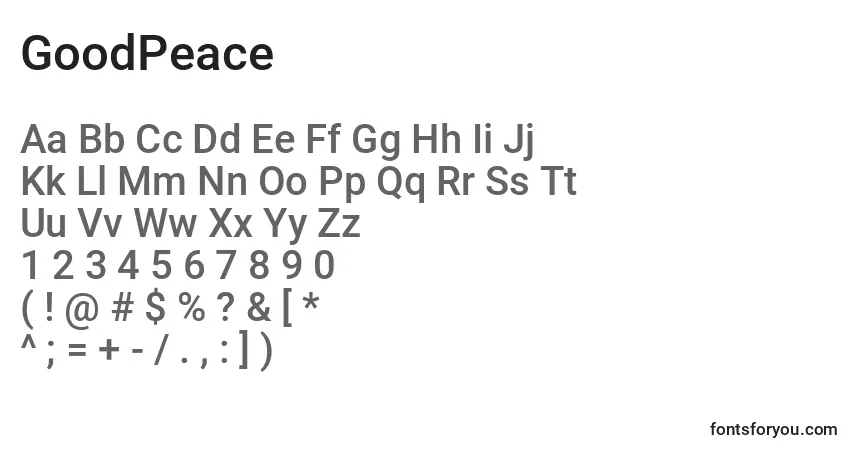 GoodPeace (128238)-fontti – aakkoset, numerot, erikoismerkit