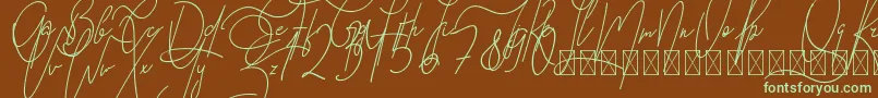 GoodWish Italic PersonalUse-fontti – vihreät fontit ruskealla taustalla