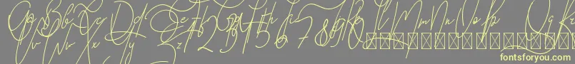 GoodWish Italic PersonalUse-fontti – keltaiset fontit harmaalla taustalla