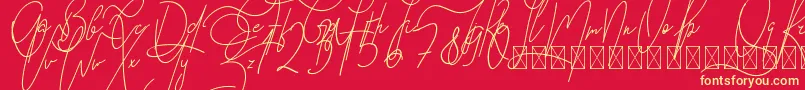 GoodWish Italic PersonalUse Font – Yellow Fonts on Red Background