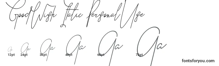 Größen der Schriftart GoodWish Italic PersonalUse
