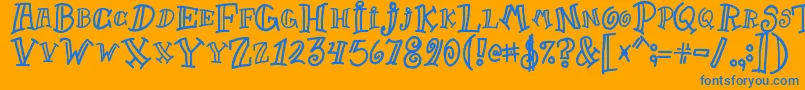 Goofball Font – Blue Fonts on Orange Background