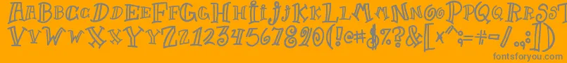 Goofball-Schriftart – Graue Schriften auf orangefarbenem Hintergrund