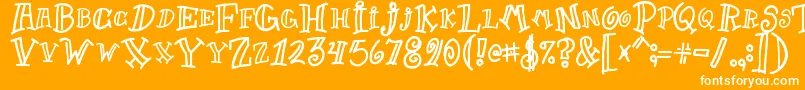 Goofball-Schriftart – Weiße Schriften auf orangefarbenem Hintergrund