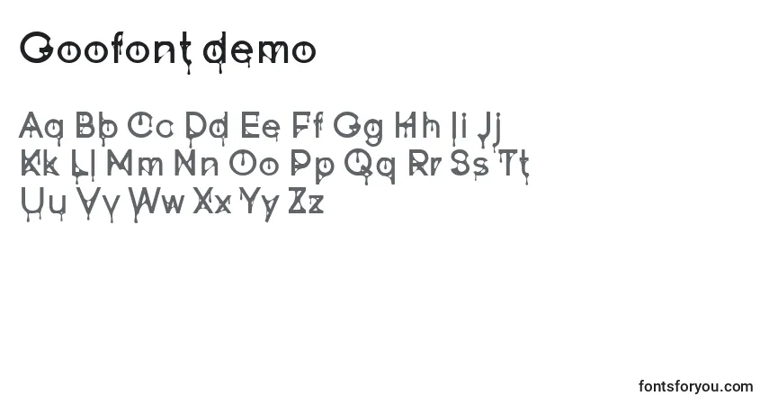 Schriftart Goofont demo – Alphabet, Zahlen, spezielle Symbole