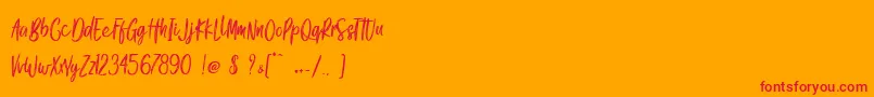 Gook Kitt   Personal Use Font – Red Fonts on Orange Background