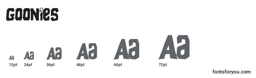 Goonies (128244) Font Sizes