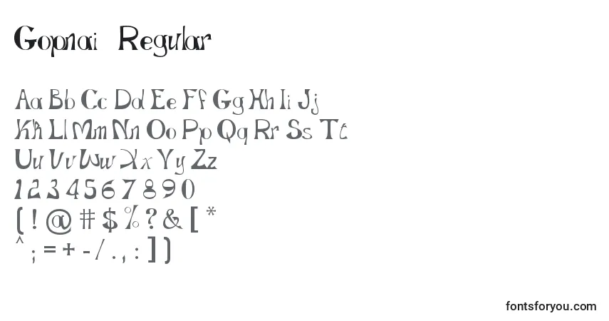 A fonte Gopnai   Regular – alfabeto, números, caracteres especiais