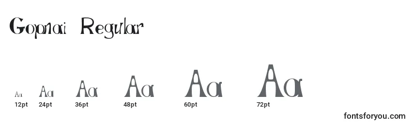 Размеры шрифта Gopnai   Regular