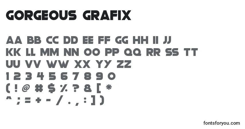 Czcionka Gorgeous Grafix – alfabet, cyfry, specjalne znaki