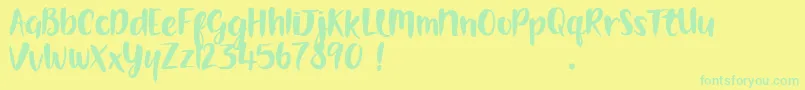 GorgeouslyWorld DEMO-Schriftart – Grüne Schriften auf gelbem Hintergrund