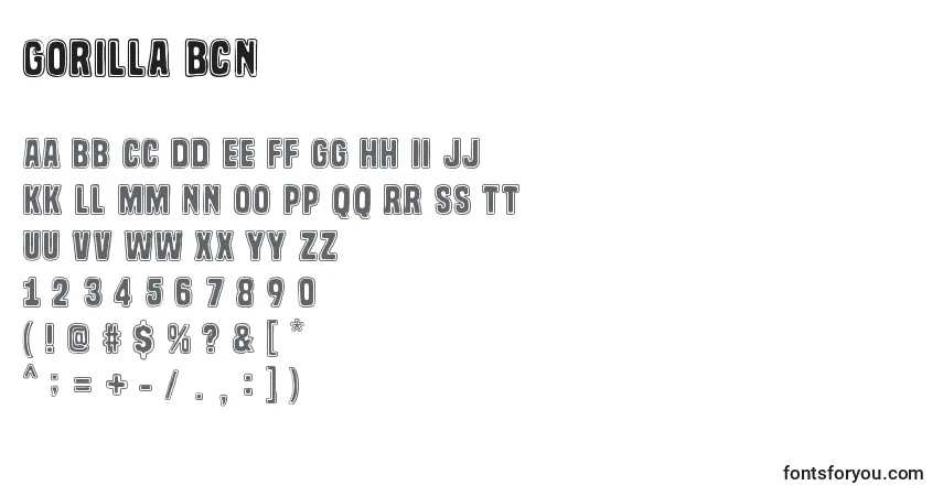 Fuente Gorilla BCN - alfabeto, números, caracteres especiales