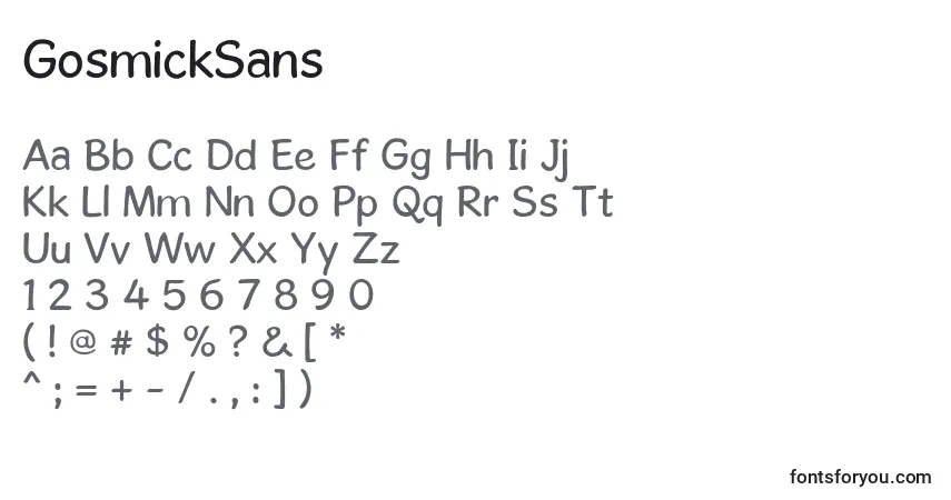 Schriftart GosmickSans (128257) – Alphabet, Zahlen, spezielle Symbole
