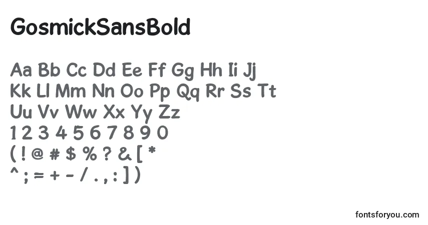 Czcionka GosmickSansBold (128258) – alfabet, cyfry, specjalne znaki