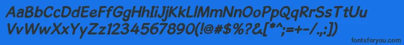 Fonte GosmickSansBoldOblique – fontes pretas em um fundo azul