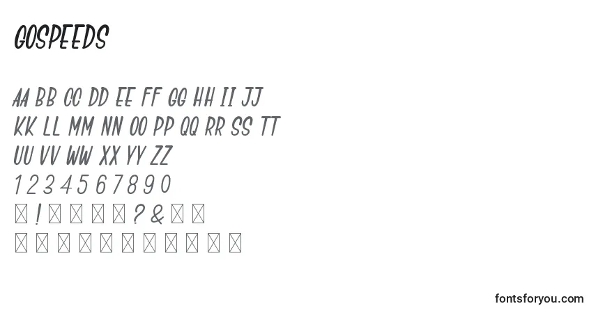 GoSpeeds-fontti – aakkoset, numerot, erikoismerkit