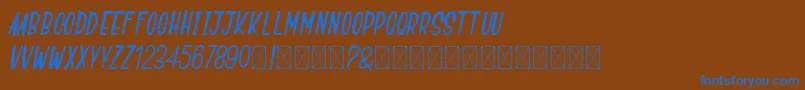 GoSpeeds-Schriftart – Blaue Schriften auf braunem Hintergrund