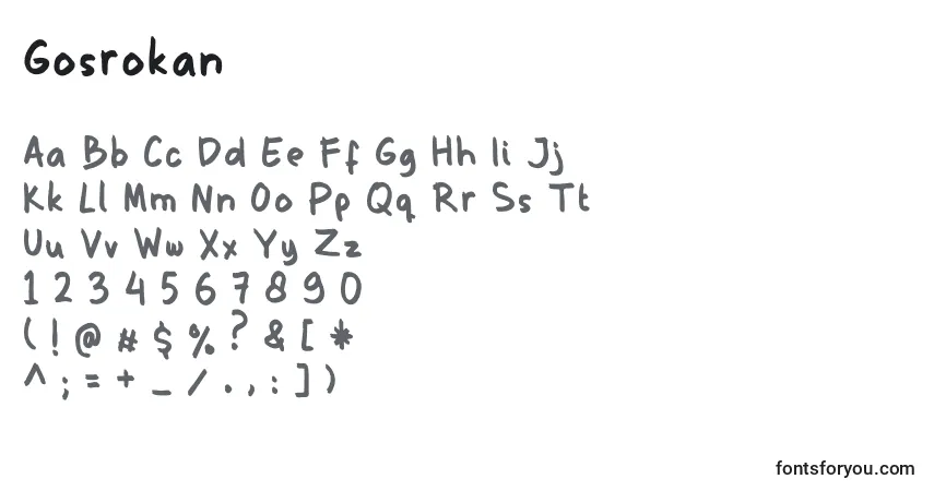 Gosrokan-fontti – aakkoset, numerot, erikoismerkit