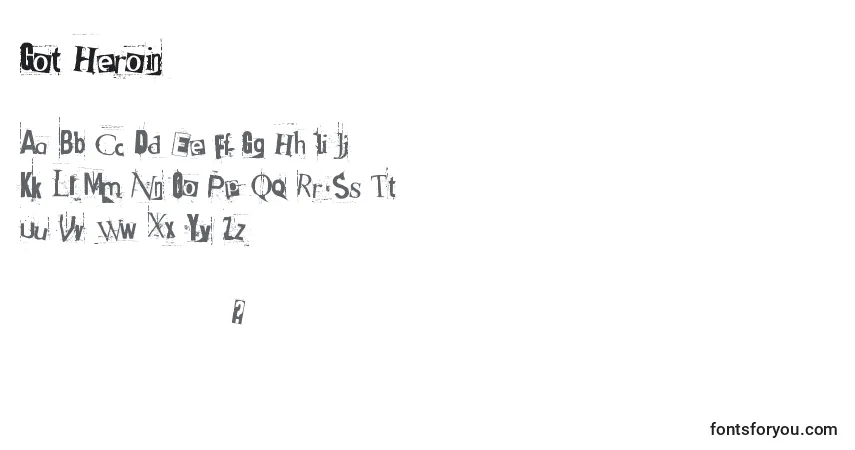Czcionka Got Heroin – alfabet, cyfry, specjalne znaki