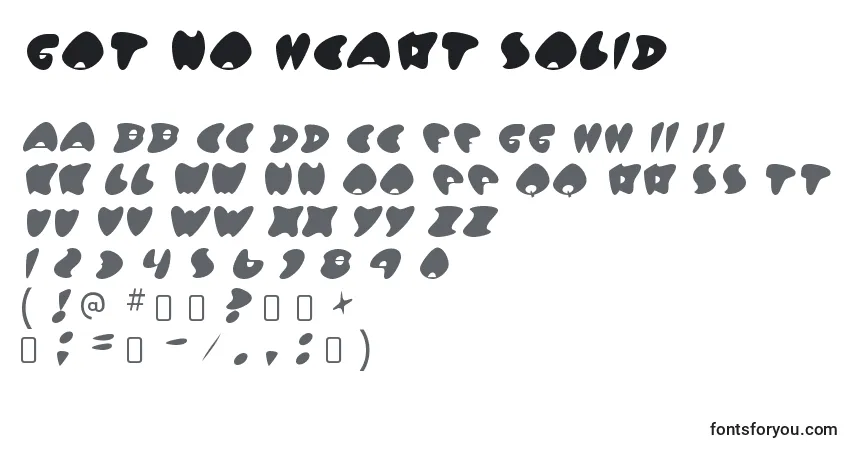 A fonte Got no heart solid – alfabeto, números, caracteres especiais