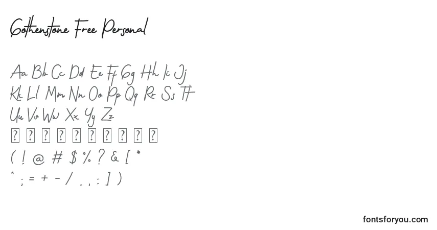 Schriftart Gothenstone Free Personal – Alphabet, Zahlen, spezielle Symbole