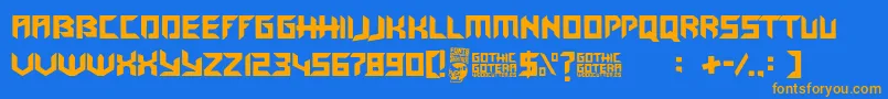 Gothic Gotera Font – Orange Fonts on Blue Background