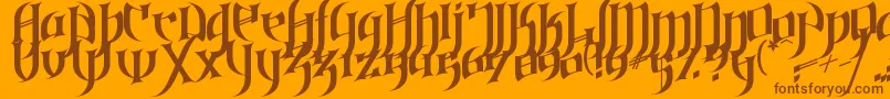 Gothic Love Letters Font – Brown Fonts on Orange Background