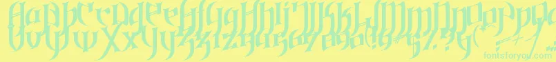 Fonte Gothic Love Letters – fontes verdes em um fundo amarelo