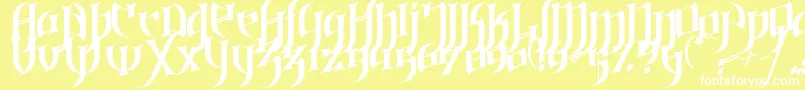 Gothic Love Letters-Schriftart – Weiße Schriften auf gelbem Hintergrund