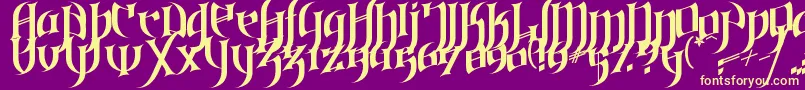 Gothic Love Letters Font – Yellow Fonts on Purple Background