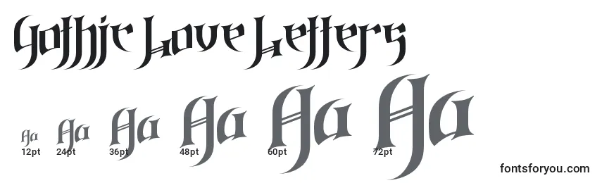 Gothic Love Letters Font Sizes