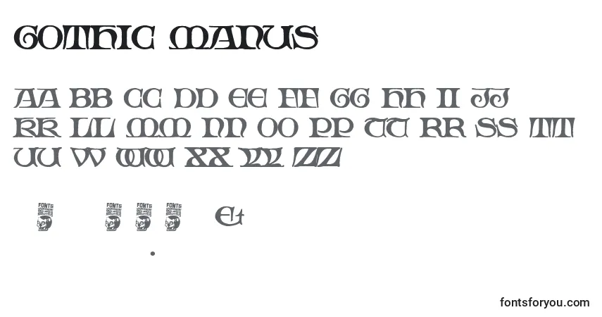 Schriftart Gothic Manus – Alphabet, Zahlen, spezielle Symbole