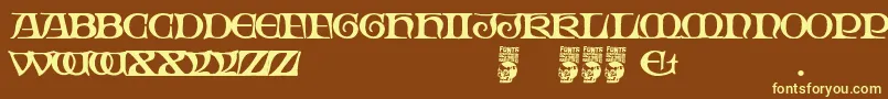 Gothic Manus-fontti – keltaiset fontit ruskealla taustalla