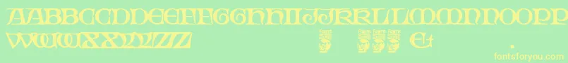 Gothic Manus Font – Yellow Fonts on Green Background