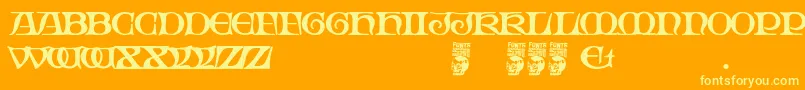 Gothic Manus Font – Yellow Fonts on Orange Background