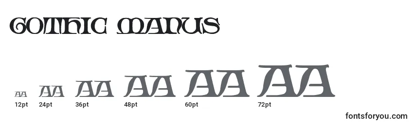 Размеры шрифта Gothic Manus