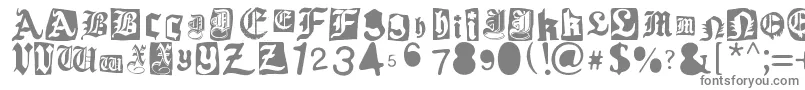 Gothic Punk-fontti – harmaat kirjasimet valkoisella taustalla