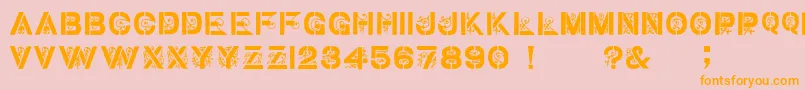 Fonte Gothic Stencil   Dker – fontes laranjas em um fundo rosa