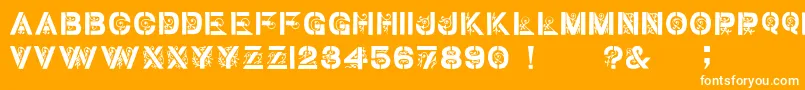 Gothic Stencil   Dker-Schriftart – Weiße Schriften auf orangefarbenem Hintergrund