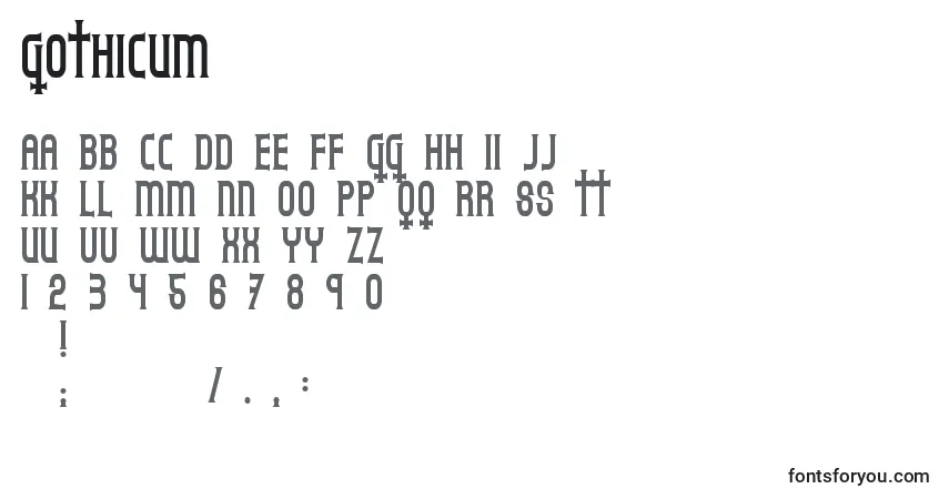 Czcionka Gothicum (128279) – alfabet, cyfry, specjalne znaki
