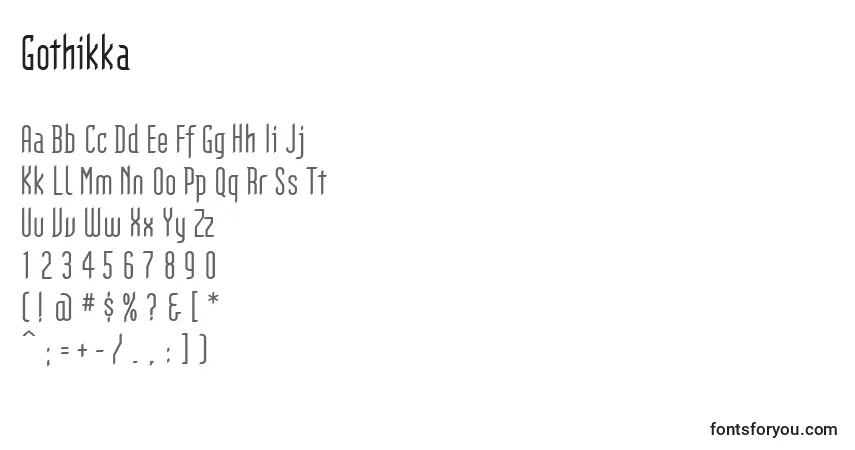 Schriftart Gothikka (128280) – Alphabet, Zahlen, spezielle Symbole