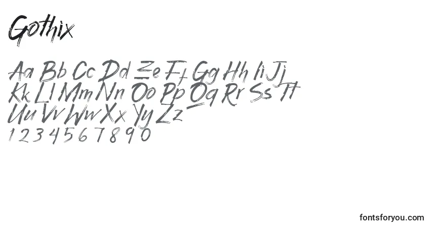 A fonte Gothix – alfabeto, números, caracteres especiais