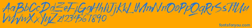 Gothix-Schriftart – Blaue Schriften auf orangefarbenem Hintergrund