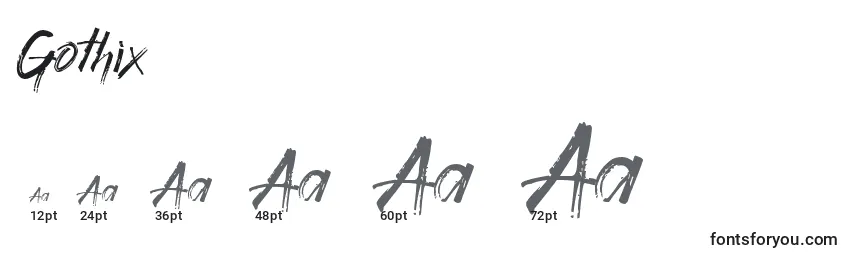 Größen der Schriftart Gothix