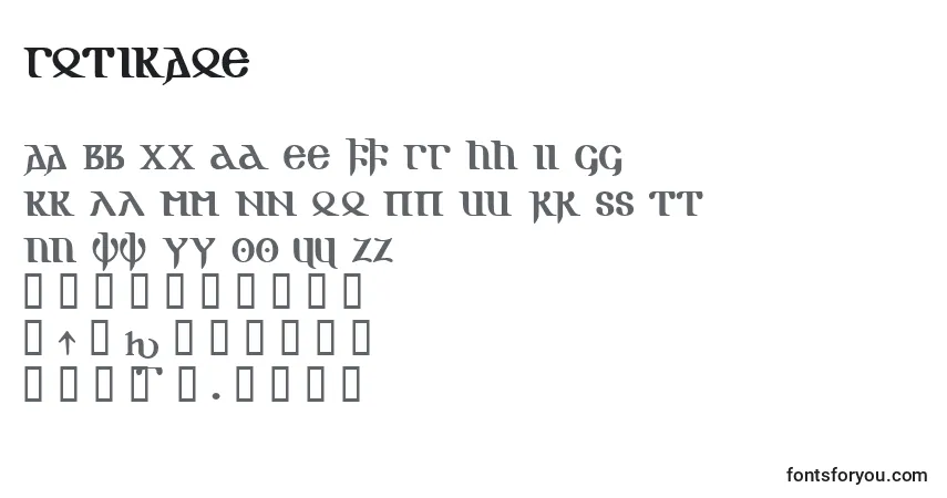 A fonte GOTIKAOE (128283) – alfabeto, números, caracteres especiais