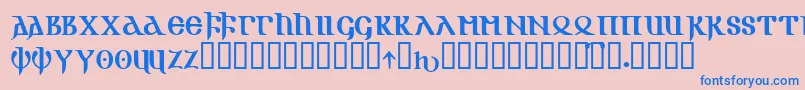 フォントGOTIKAOE – ピンクの背景に青い文字