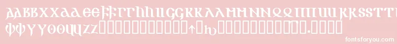 GOTIKAOE-Schriftart – Weiße Schriften auf rosa Hintergrund