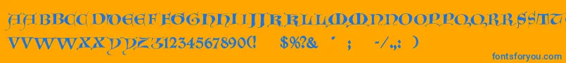 GotischeMajuskel Font – Blue Fonts on Orange Background